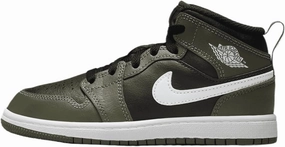 Jordan 1 Mid Little Kids' Shoes (DQ8424-092, Black/Medium Olive/White)