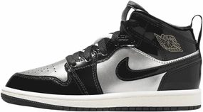 Jordan 1 Mid SE Little Kids' Shoes (FZ3937-001, Black/Metallic Silver/Sail/Metallic Gold)