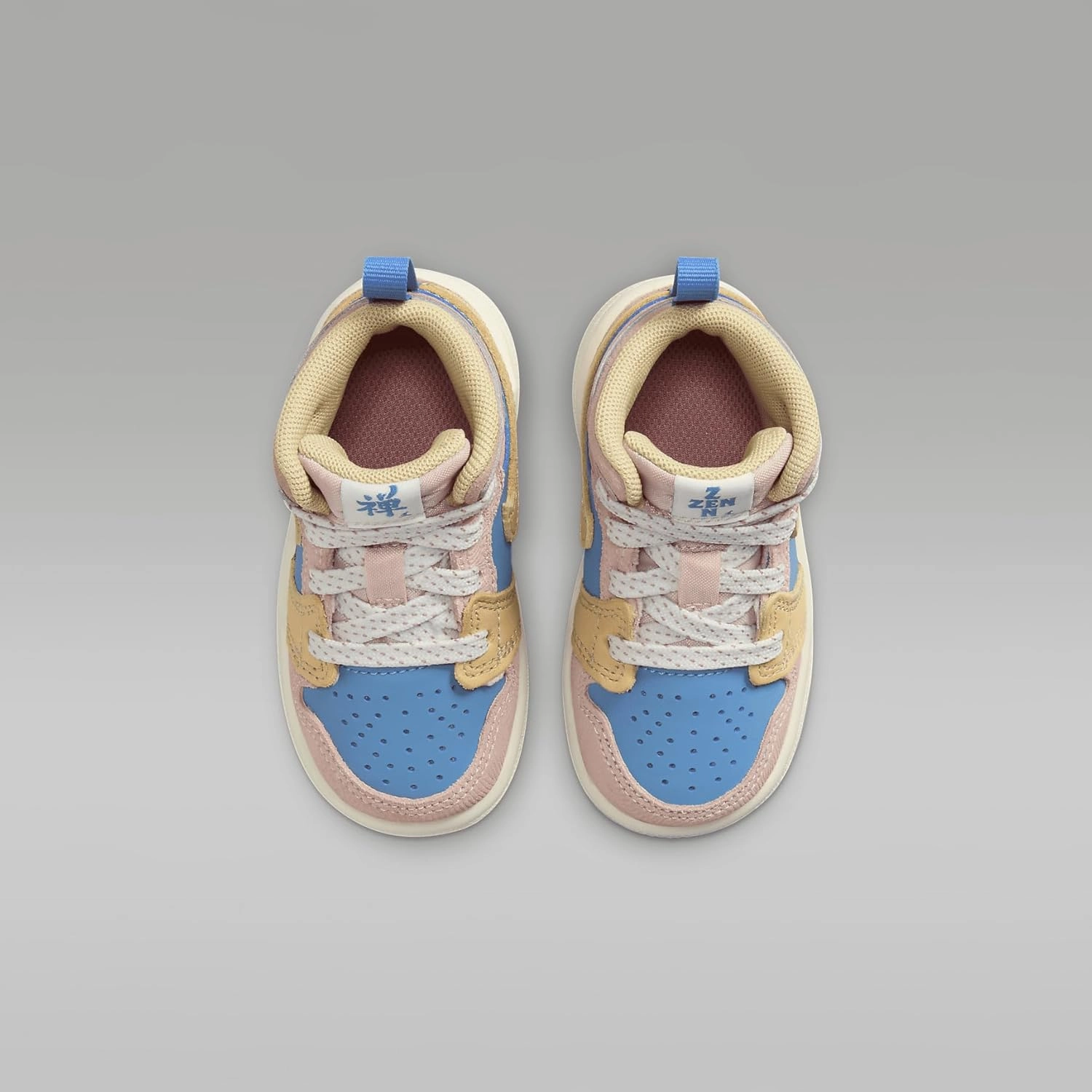 Jordan 1 Mid Sneaker School Baby/Toddler Shoes (Aegean Storm/Hemp-Pink Oxford)