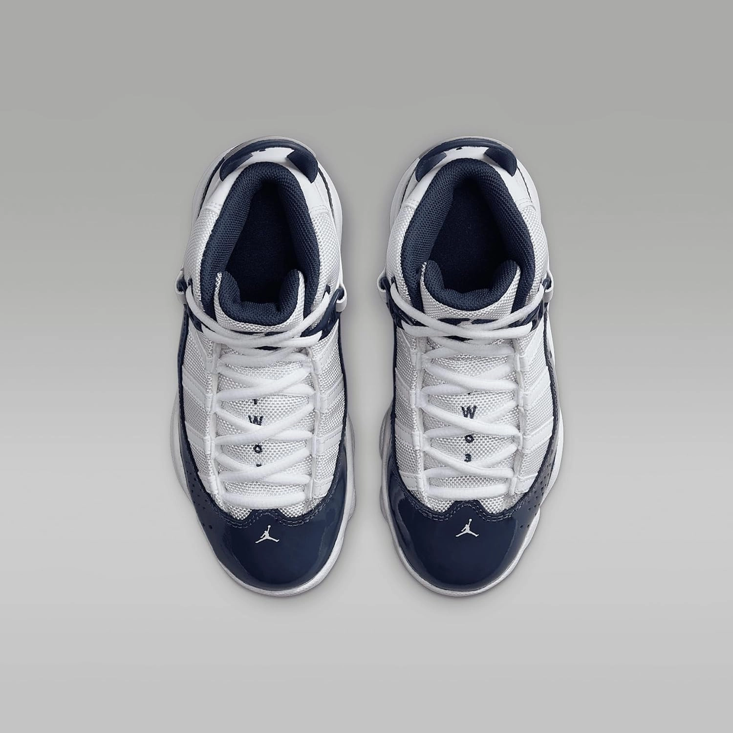 Jordan 6 Rings Little Kids' Shoes (323432-124, White/Neutral Grey/Midnight Navy)