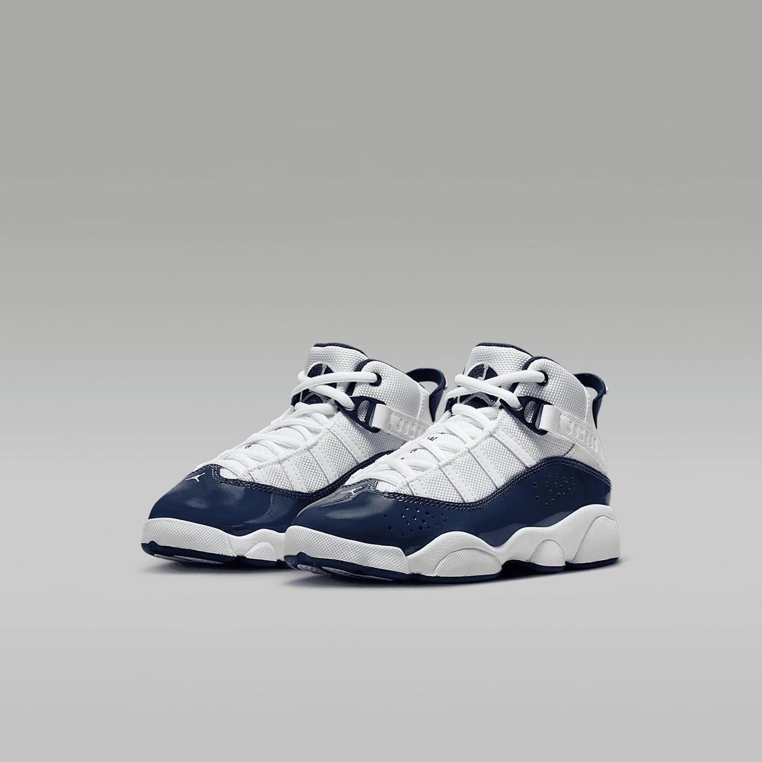 Jordan 6 Rings Little Kids' Shoes (323432-124, White/Neutral Grey/Midnight Navy)