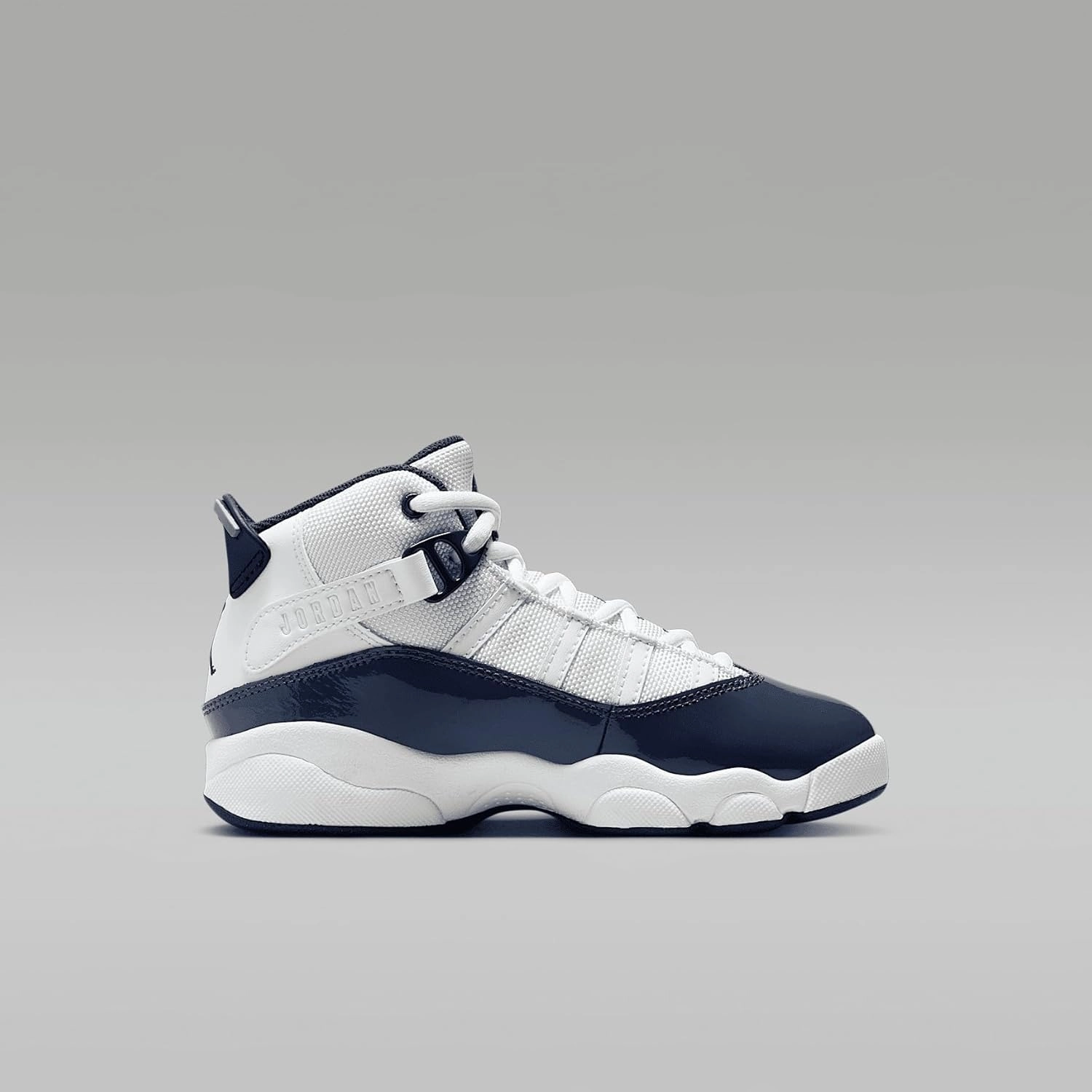 Jordan 6 Rings Little Kids' Shoes (323432-124, White/Neutral Grey/Midnight Navy)