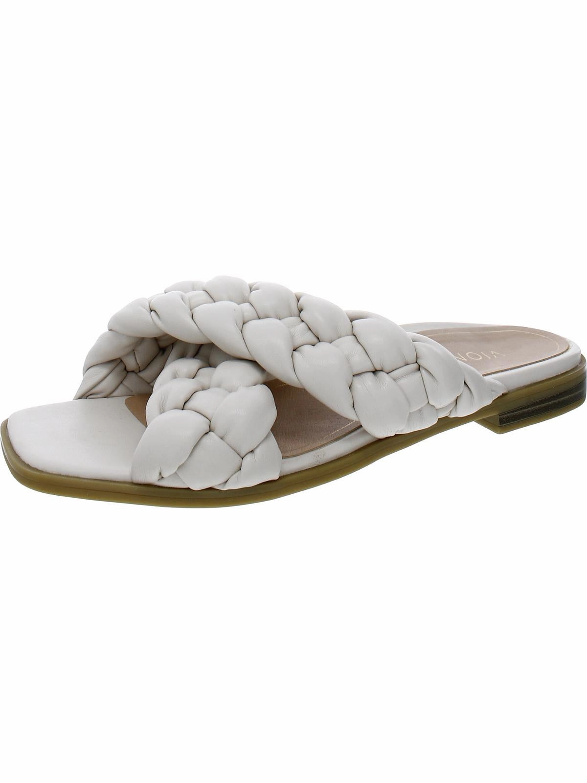Kalina Womens Faux Leather Slip On Slide Sandals