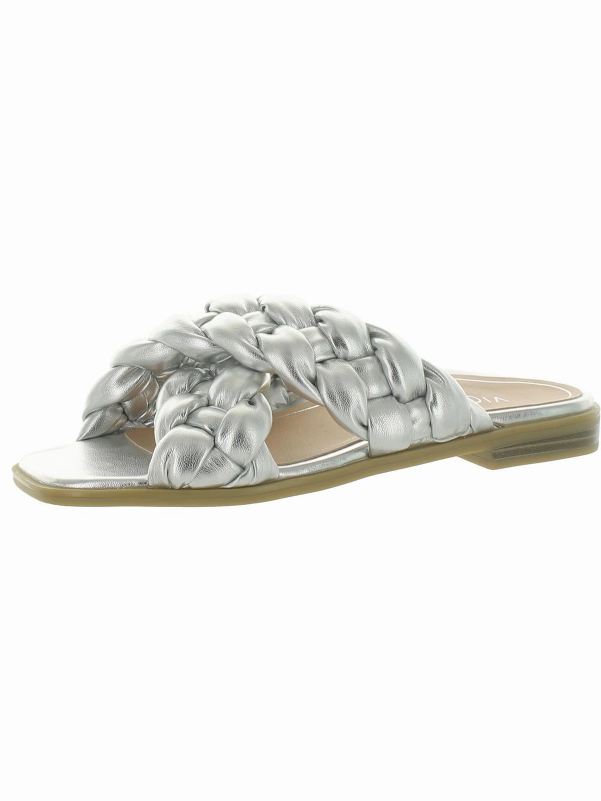 Kalina Womens Faux Leather Slip On Slide Sandals