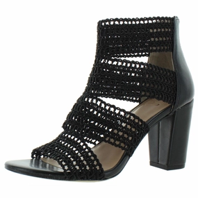 Karenna Womens Faux Leather Open Toe Heels