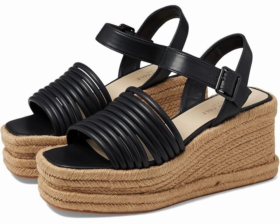 Kenneth Cole New York Shelby KL23SHE01 Espadrille Womens 7.5 Black Sandal KHD962