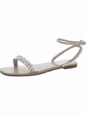 Kensy Womens Removable Strap Flat Slingback Sandals