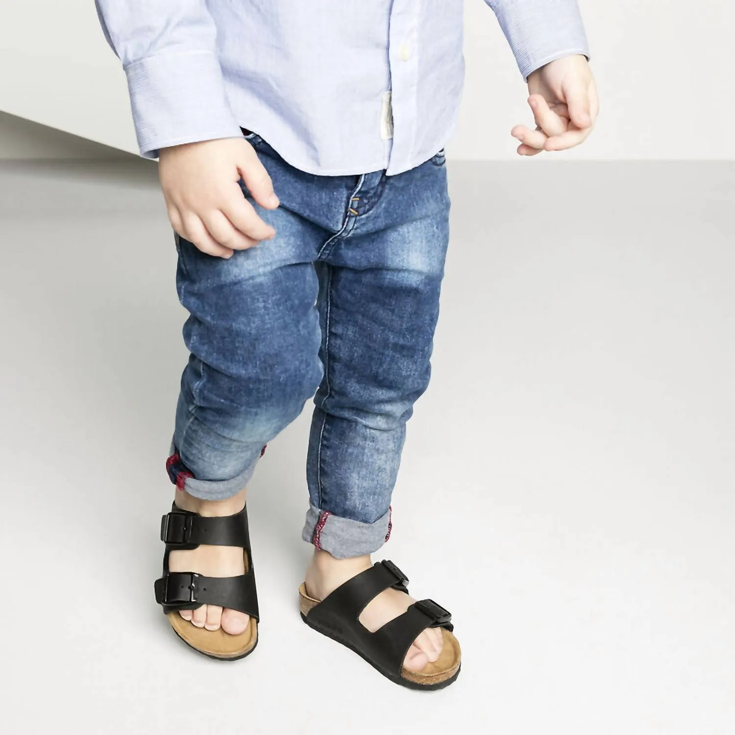 Kids Arizona Birko-Flor Sandal in Black