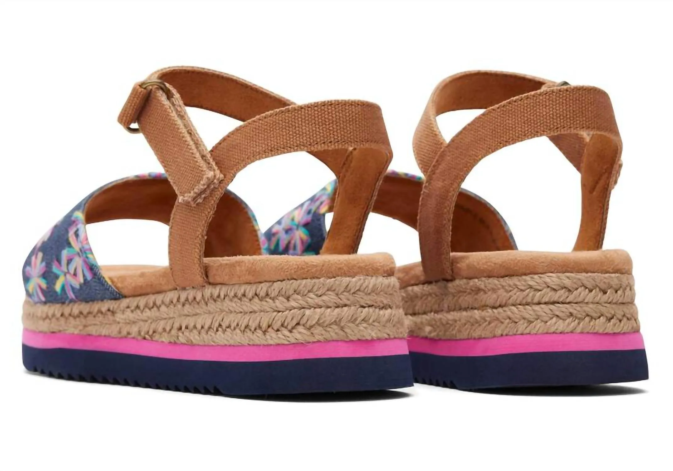 Kids Girls Diana Sandal In Navy Embroidered Floral/canvas