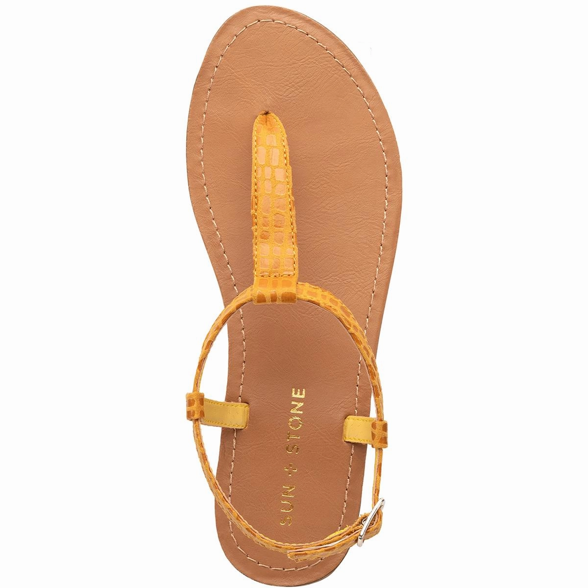 Krisleyy Womens Embossed Slingback T-Strap Sandals