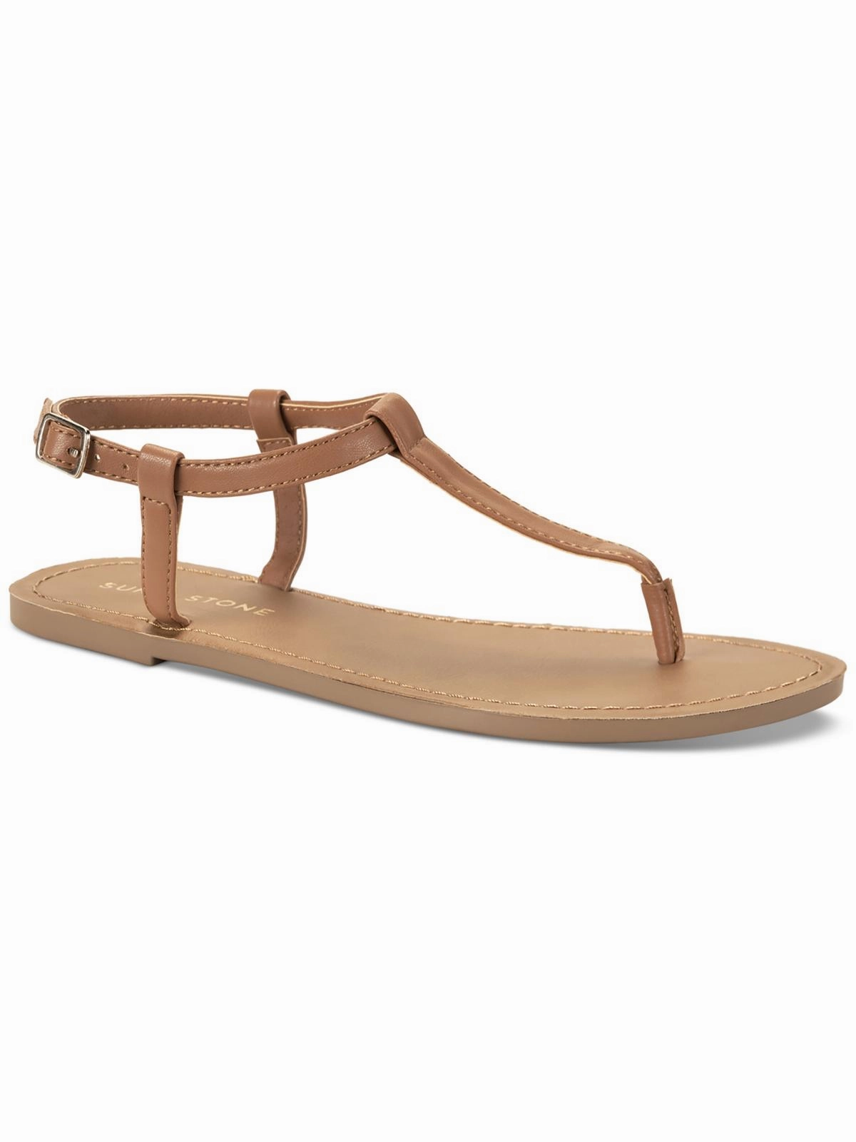 Krisleyy Womens Embossed Slingback T-Strap Sandals