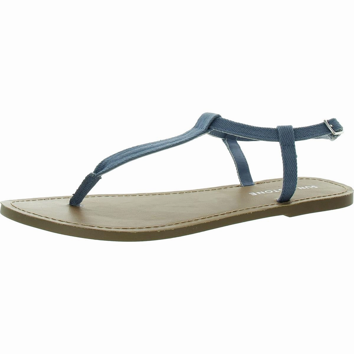 Krisleyy Womens Embossed Slingback T-Strap Sandals