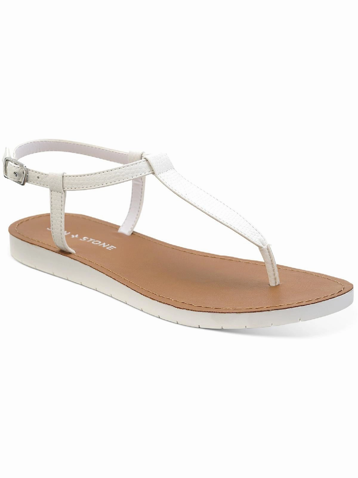 Kristi Womens Faux Leather Slingback Flat Sandals