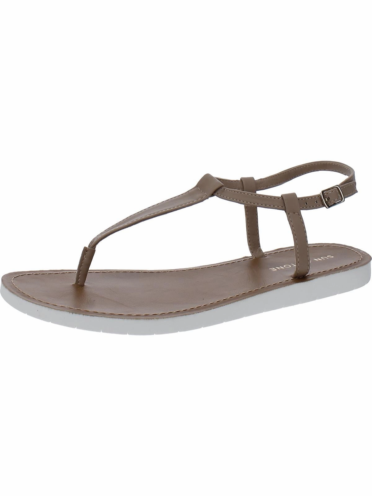 Kristi Womens Faux Leather Slingback Flat Sandals