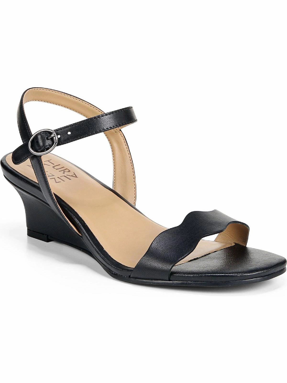 Lacey Womens Leather Ankle Strap Wedge Sandals