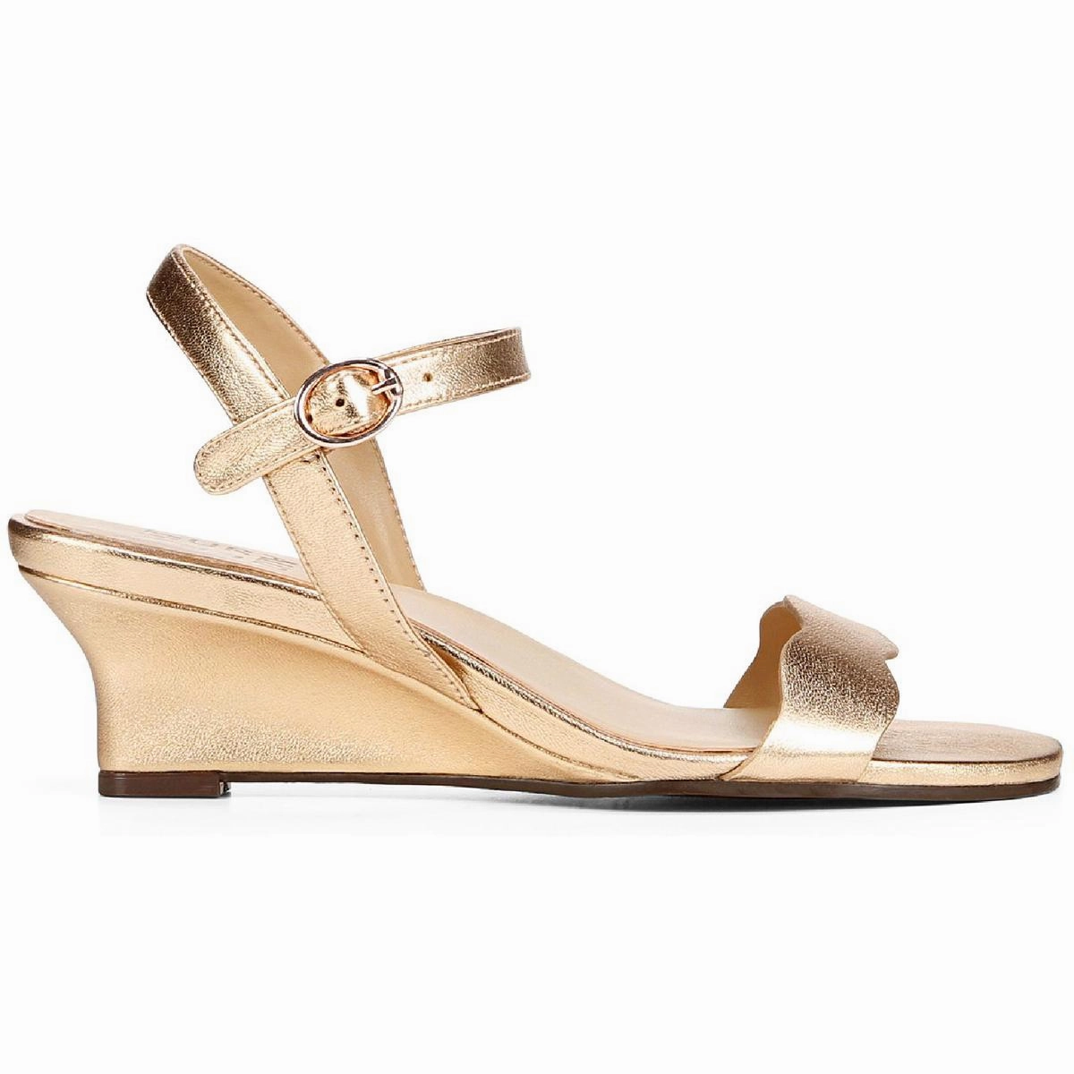 Lacey Womens Leather Ankle Strap Wedge Sandals
