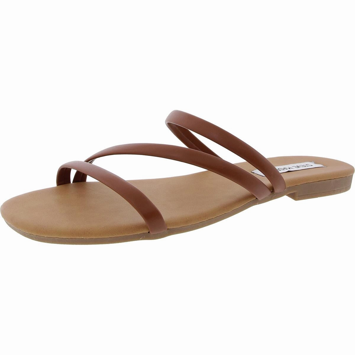 Lady Womens Strappy Faux Leather Slide Sandals