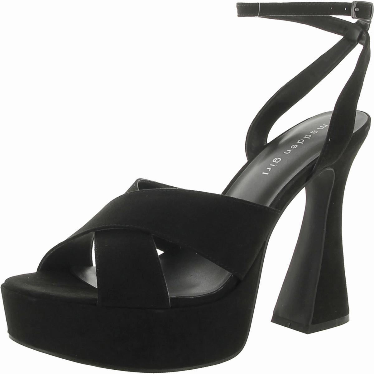 Loollaa Womens Patent Criss-Cross Platform Sandals