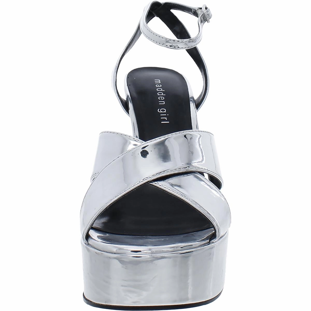Loollaa Womens Patent Criss-Cross Platform Sandals