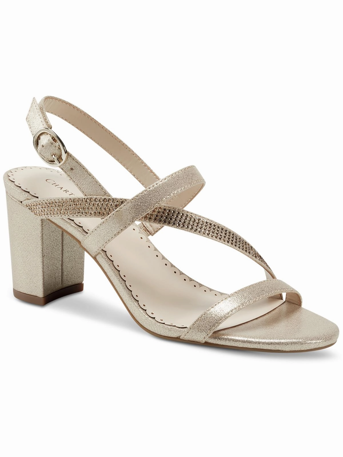 Lunah Womens Glitter Criss-Cross Slingback Sandals