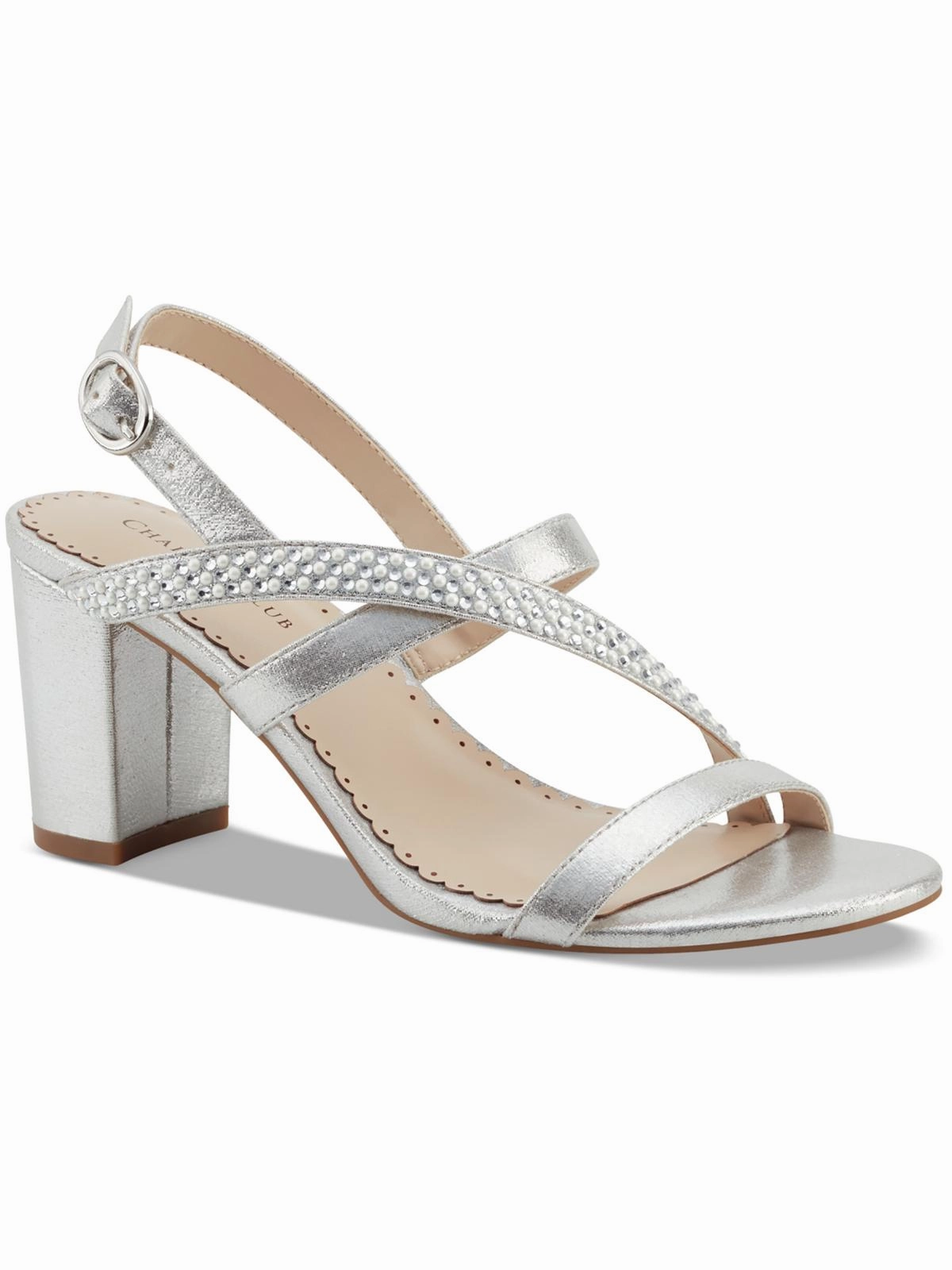 Lunah Womens Glitter Criss-Cross Slingback Sandals