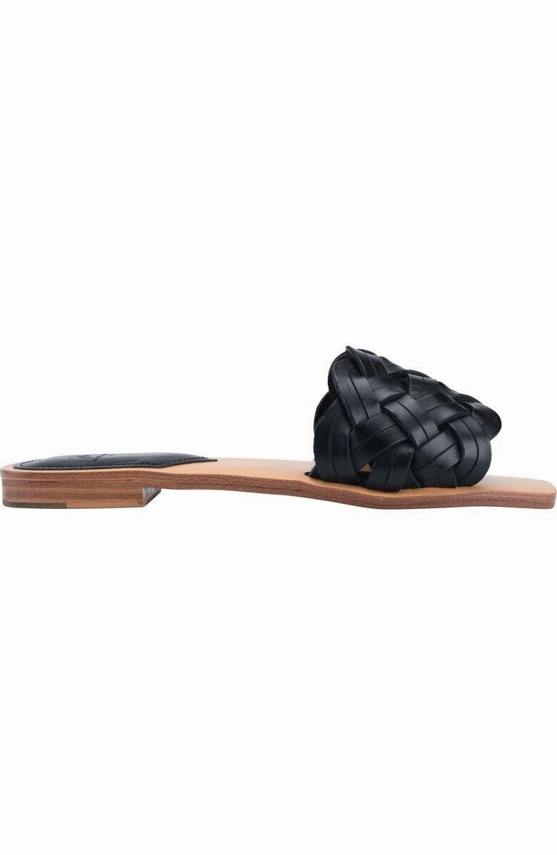 Marc Fisher LTD Rebecca Sandal Women's 8.5 Black Leather Square Toe Slide KHD728