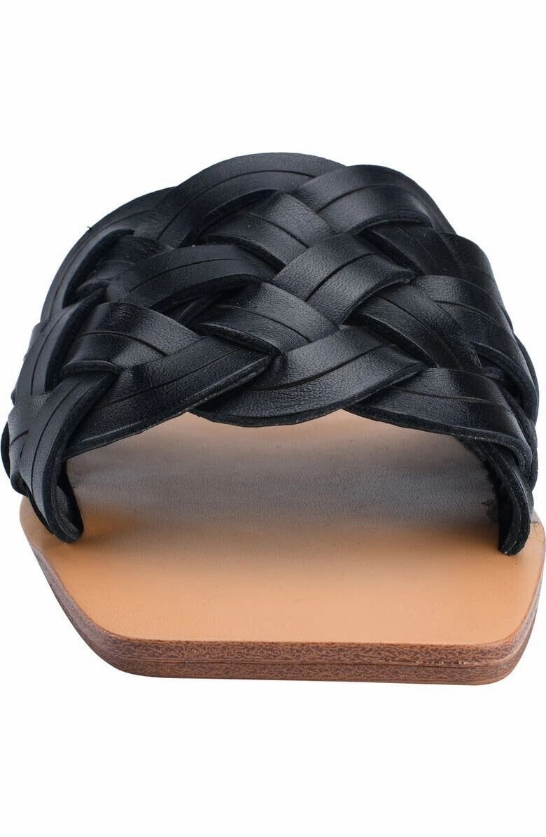 Marc Fisher LTD Rebecca Sandal Women's 8.5 Black Leather Square Toe Slide KHD728
