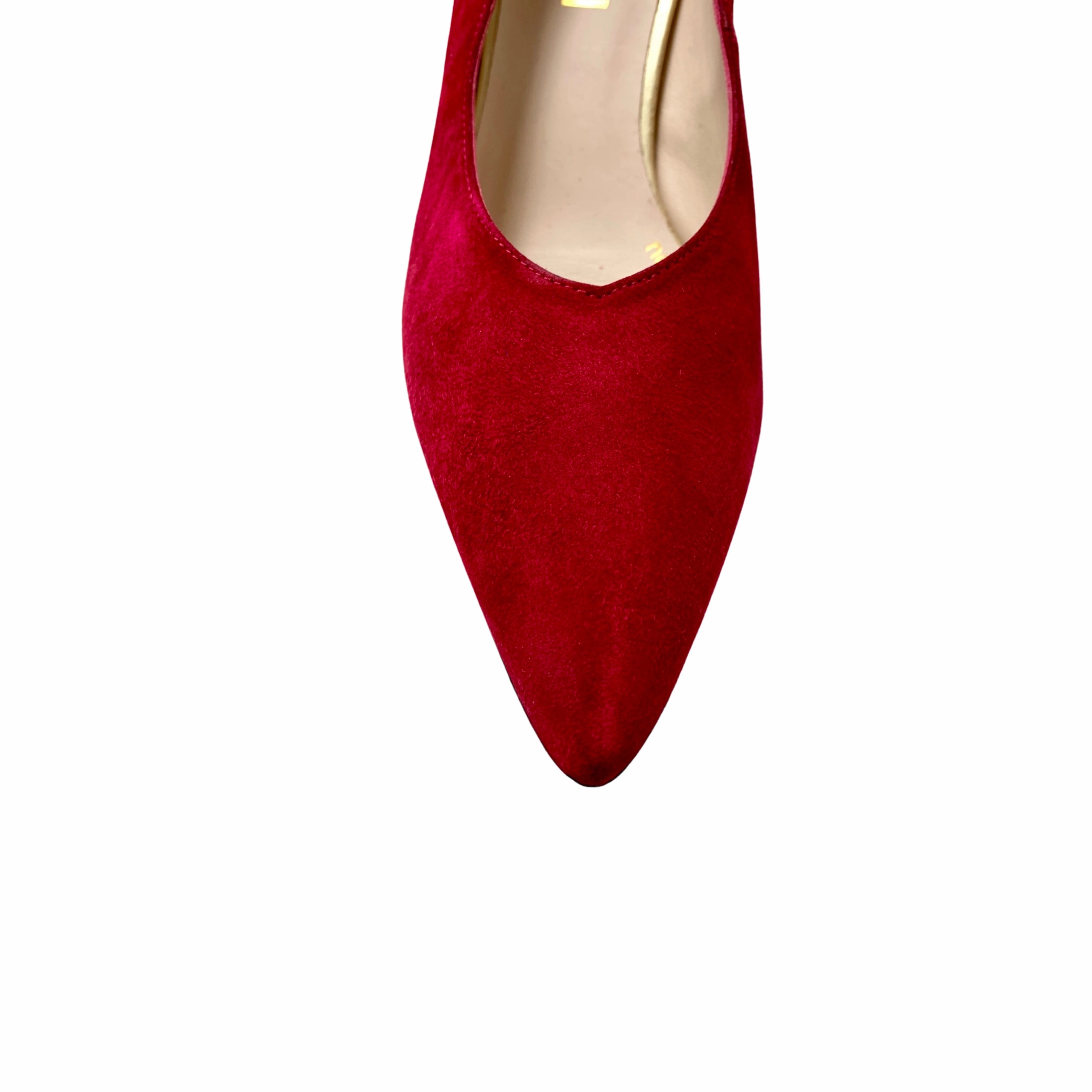 Masana Lip Red Suede Block Heel Pump