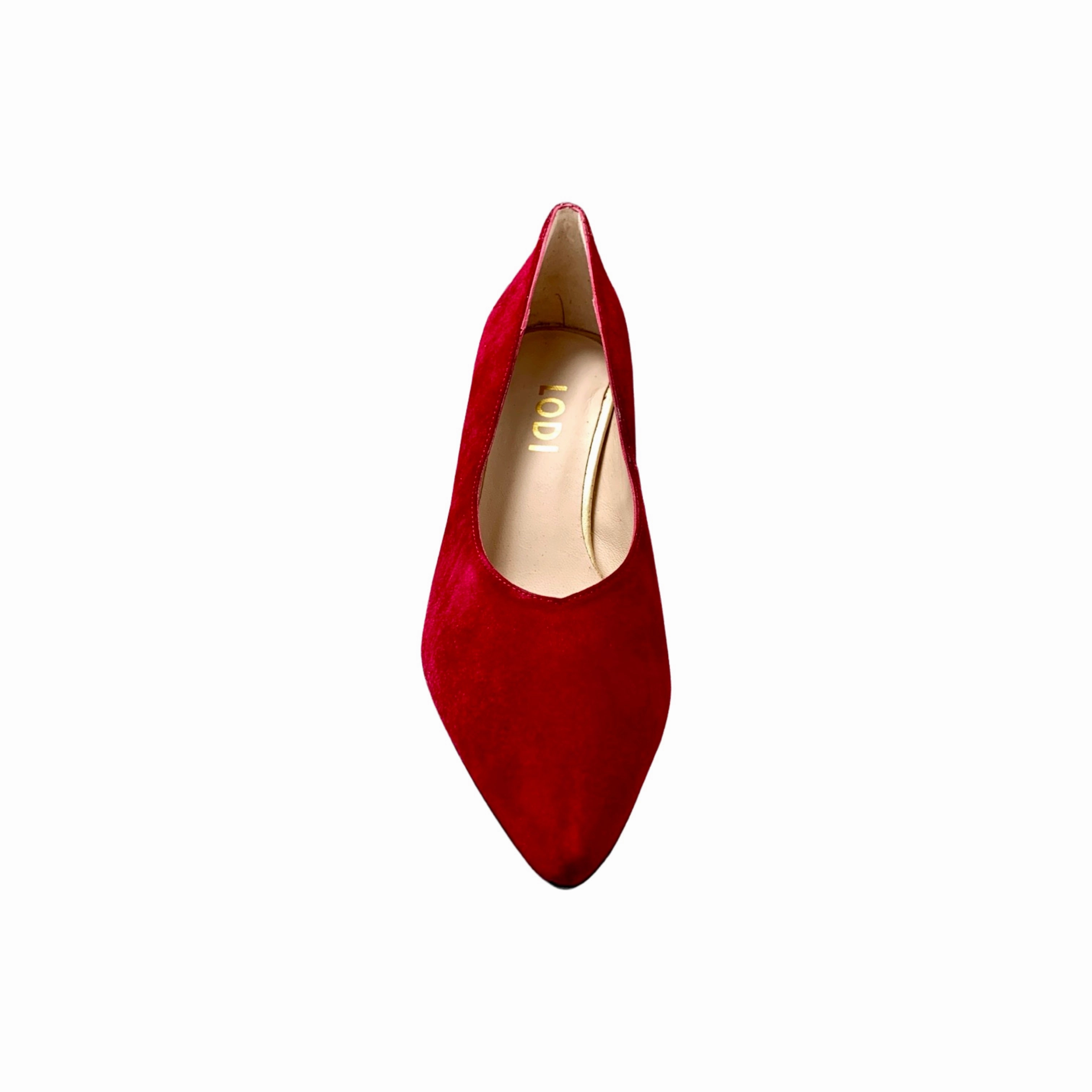 Masana Lip Red Suede Block Heel Pump