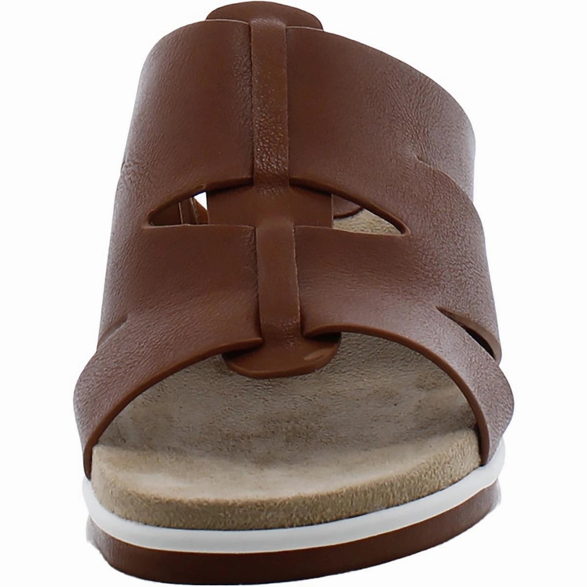MAUNA Womens Faux Leather Slip On Slide Sandals