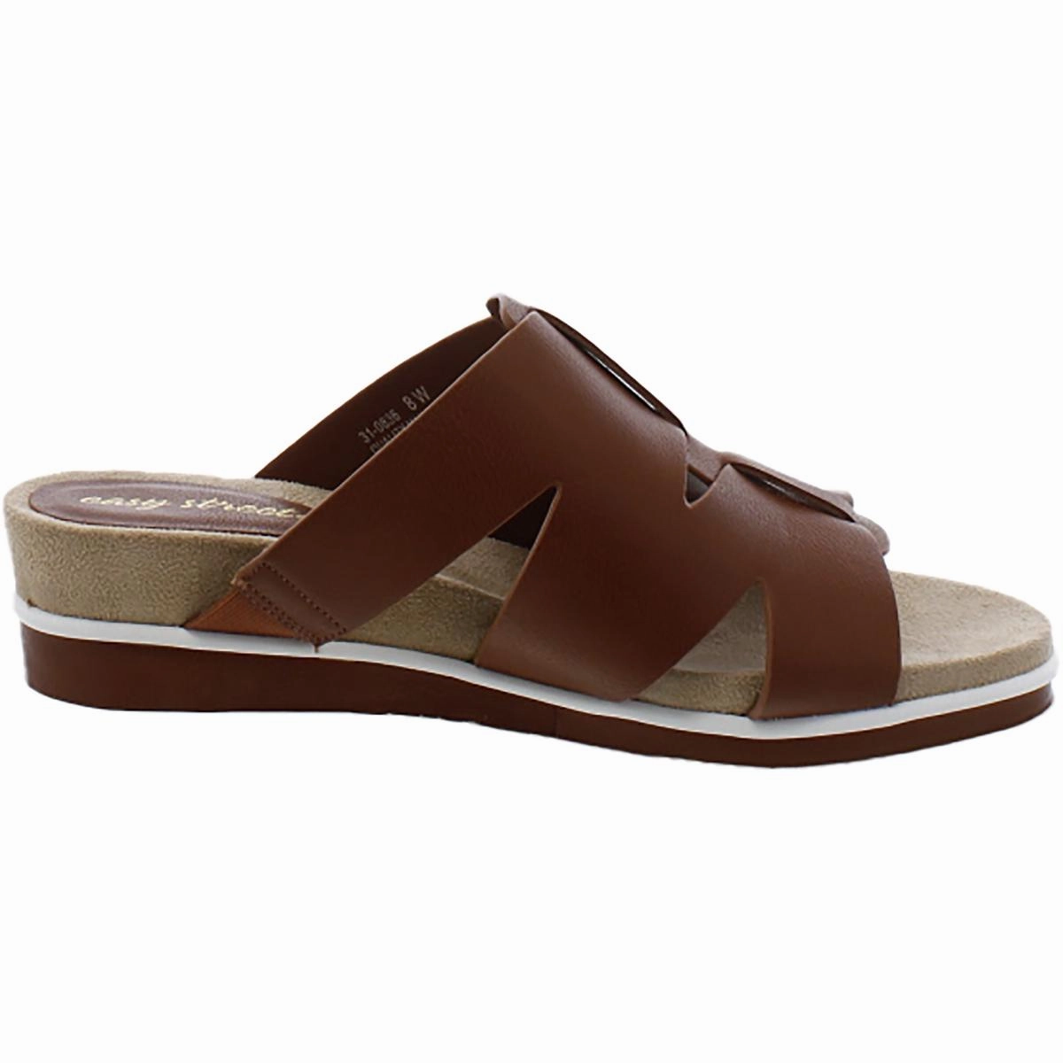 MAUNA Womens Faux Leather Slip On Slide Sandals