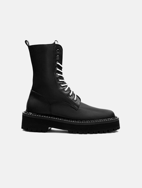 Men's Combat Workers Desserto Cactus Leather Vegan Boots | Black
