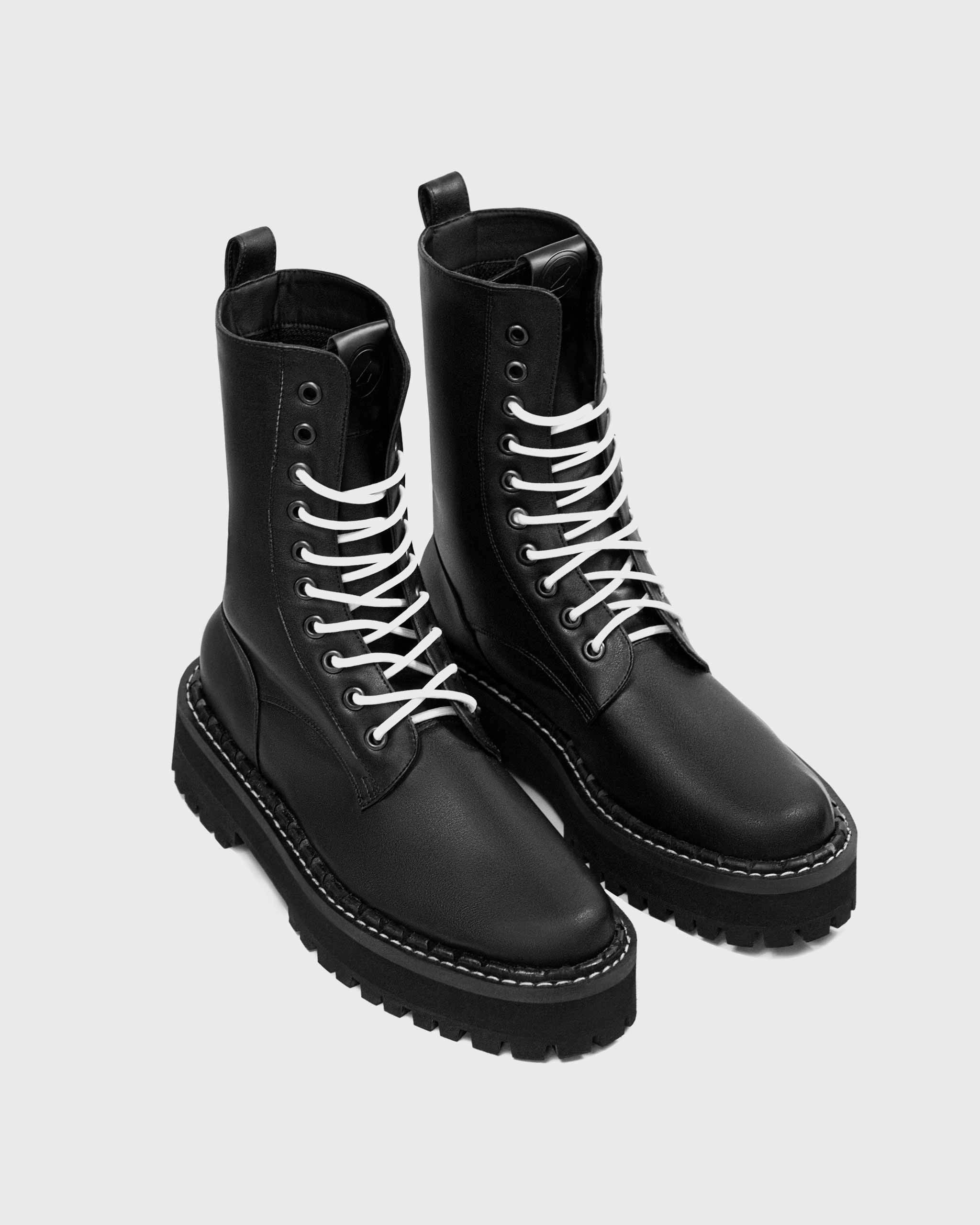 Men's Combat Workers Desserto Cactus Leather Vegan Boots | Black