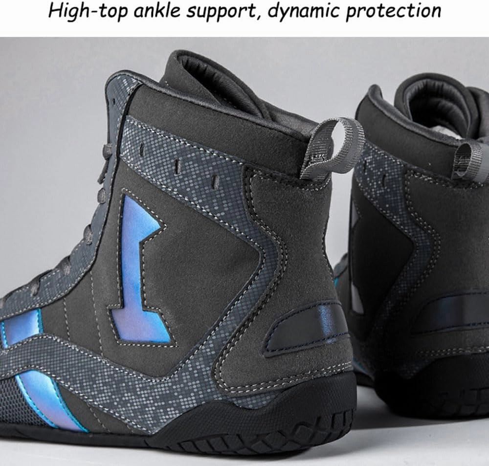 Men's Women's High Top Wrestling Shoes Unisex Boxing Boots Combat Boxers Trainer Martial Arts Shoes Athletic Fitness Shoes Bodybuilding, Non-Slip Rubber Sole, Breathable Sweat Resistant, 35-46 EU