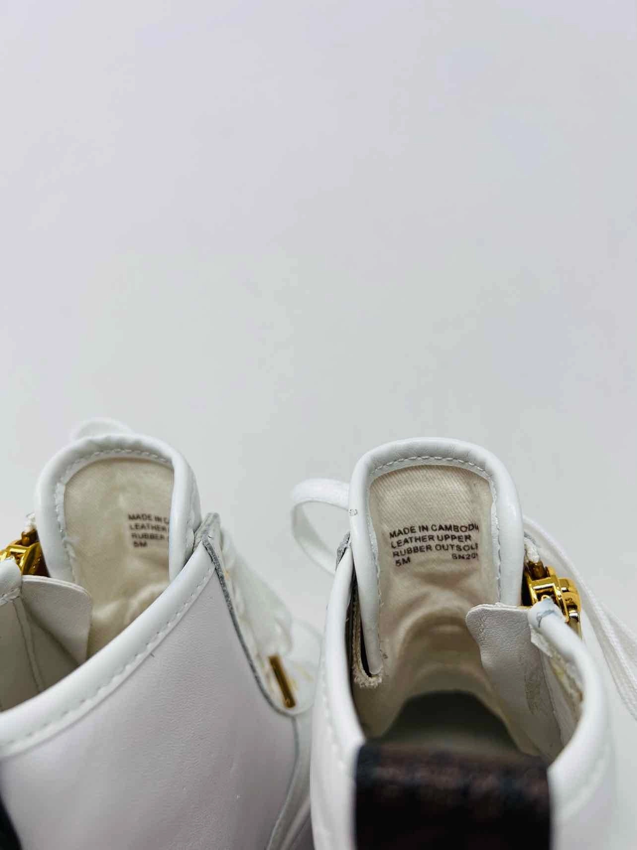 Michael Kors Size 5 Wh/Br/Gld Lace-Up Leather Shoes Sneakers