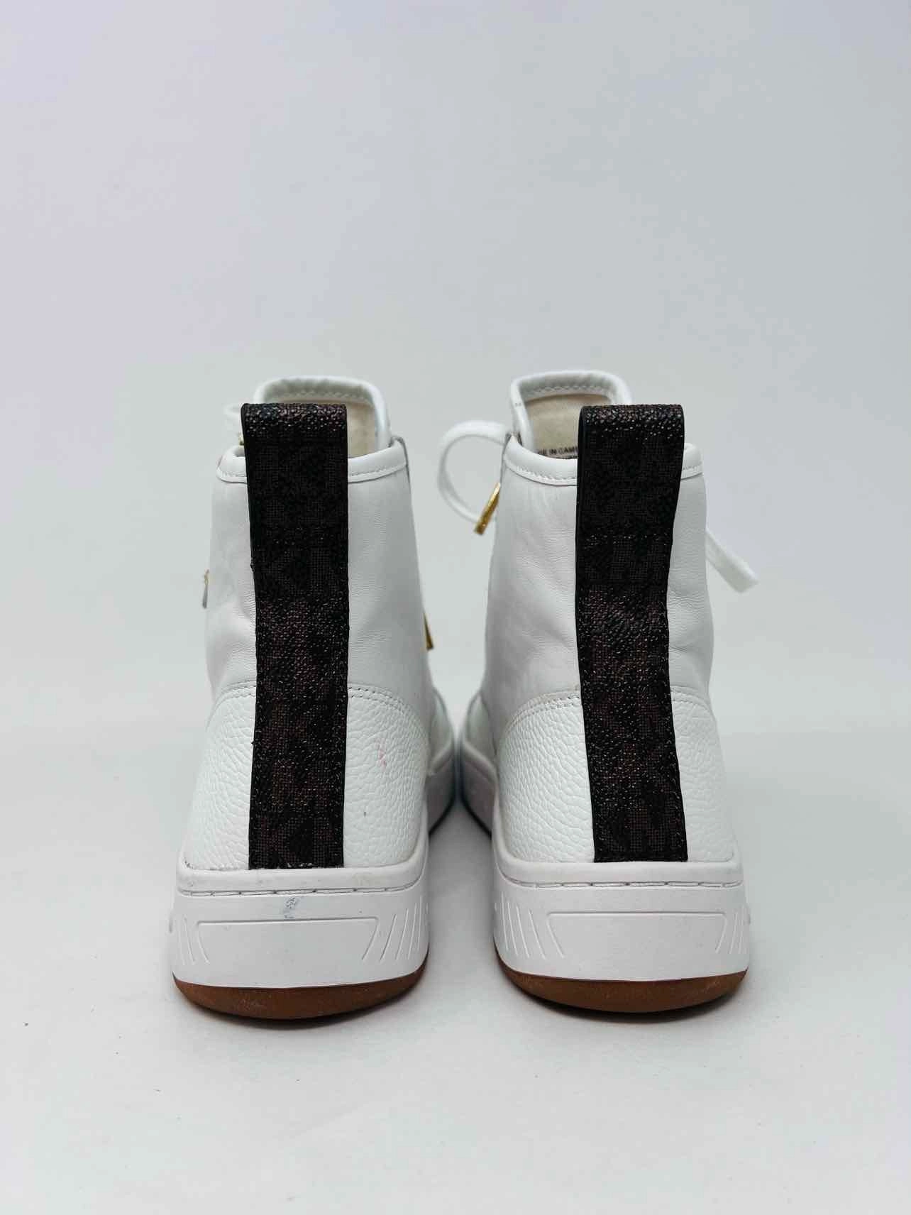 Michael Kors Size 5 Wh/Br/Gld Lace-Up Leather Shoes Sneakers