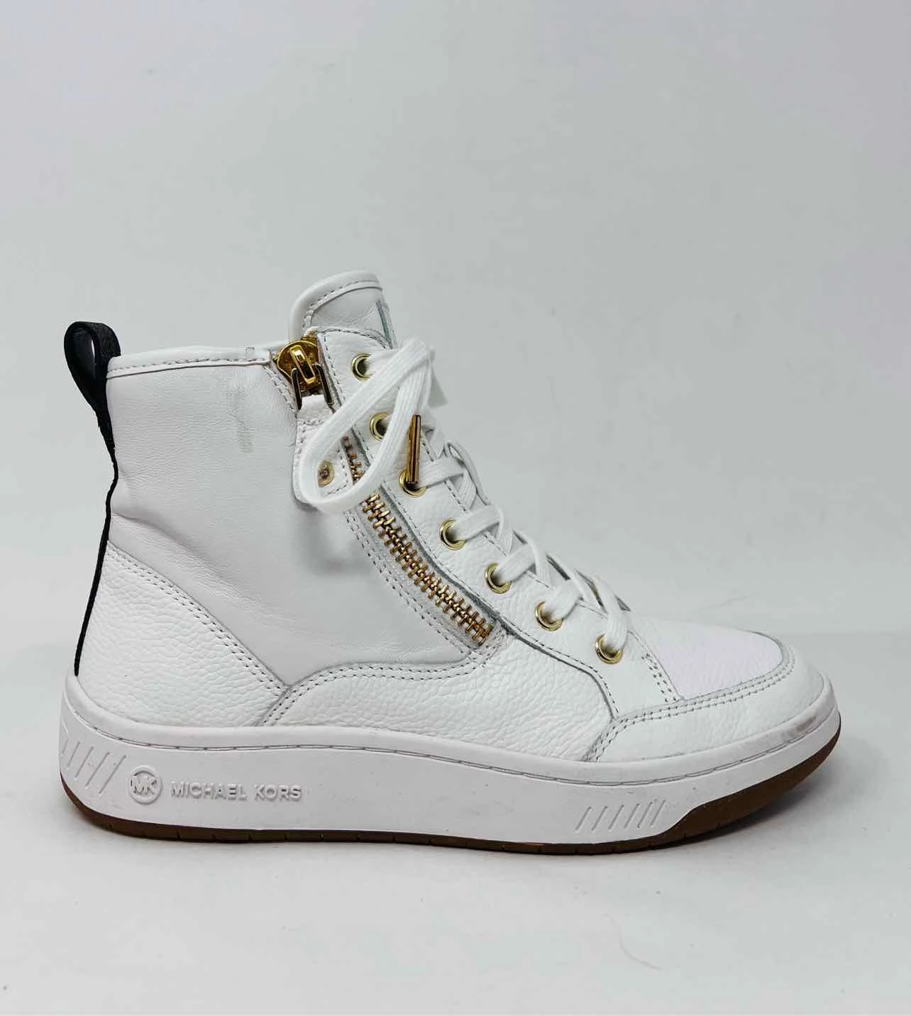 Michael Kors Size 5 Wh/Br/Gld Lace-Up Leather Shoes Sneakers