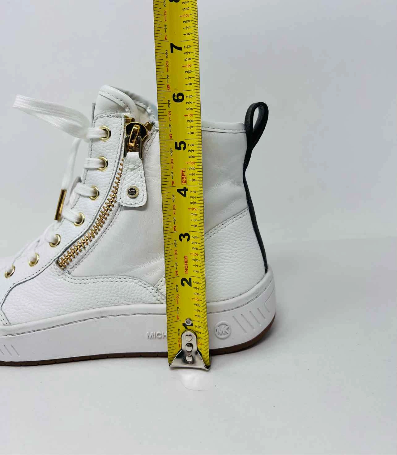 Michael Kors Size 5 Wh/Br/Gld Lace-Up Leather Shoes Sneakers