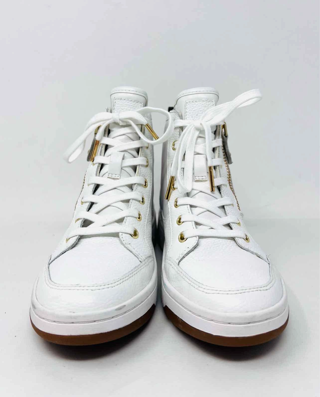 Michael Kors Size 5 Wh/Br/Gld Lace-Up Leather Shoes Sneakers