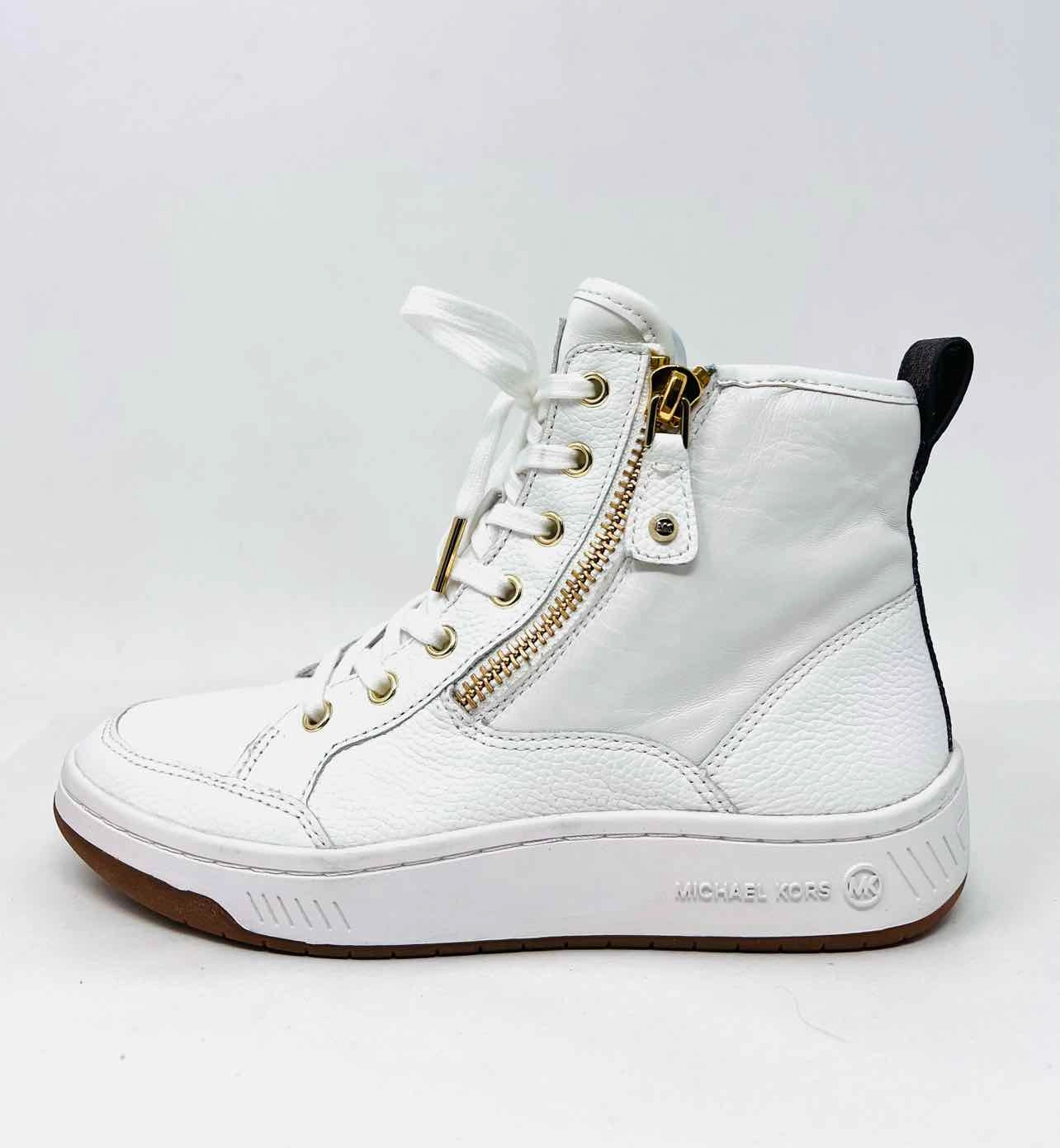 Michael Kors Size 5 Wh/Br/Gld Lace-Up Leather Shoes Sneakers