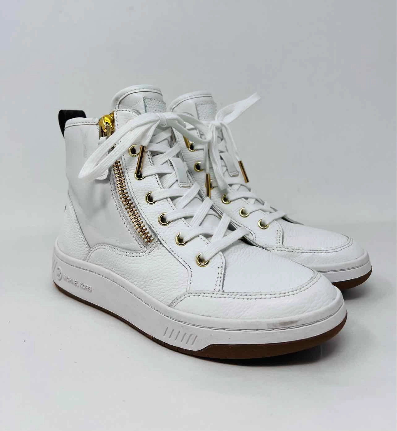 Michael Kors Size 5 Wh/Br/Gld Lace-Up Leather Shoes Sneakers