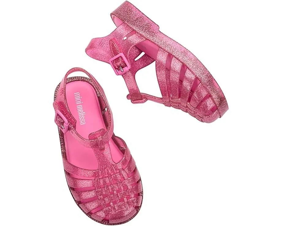 Mini Melissa Possession Shiny BB Sandal Toddler 8 Pink Glitter Adjustable FZP056 (Pink,8)