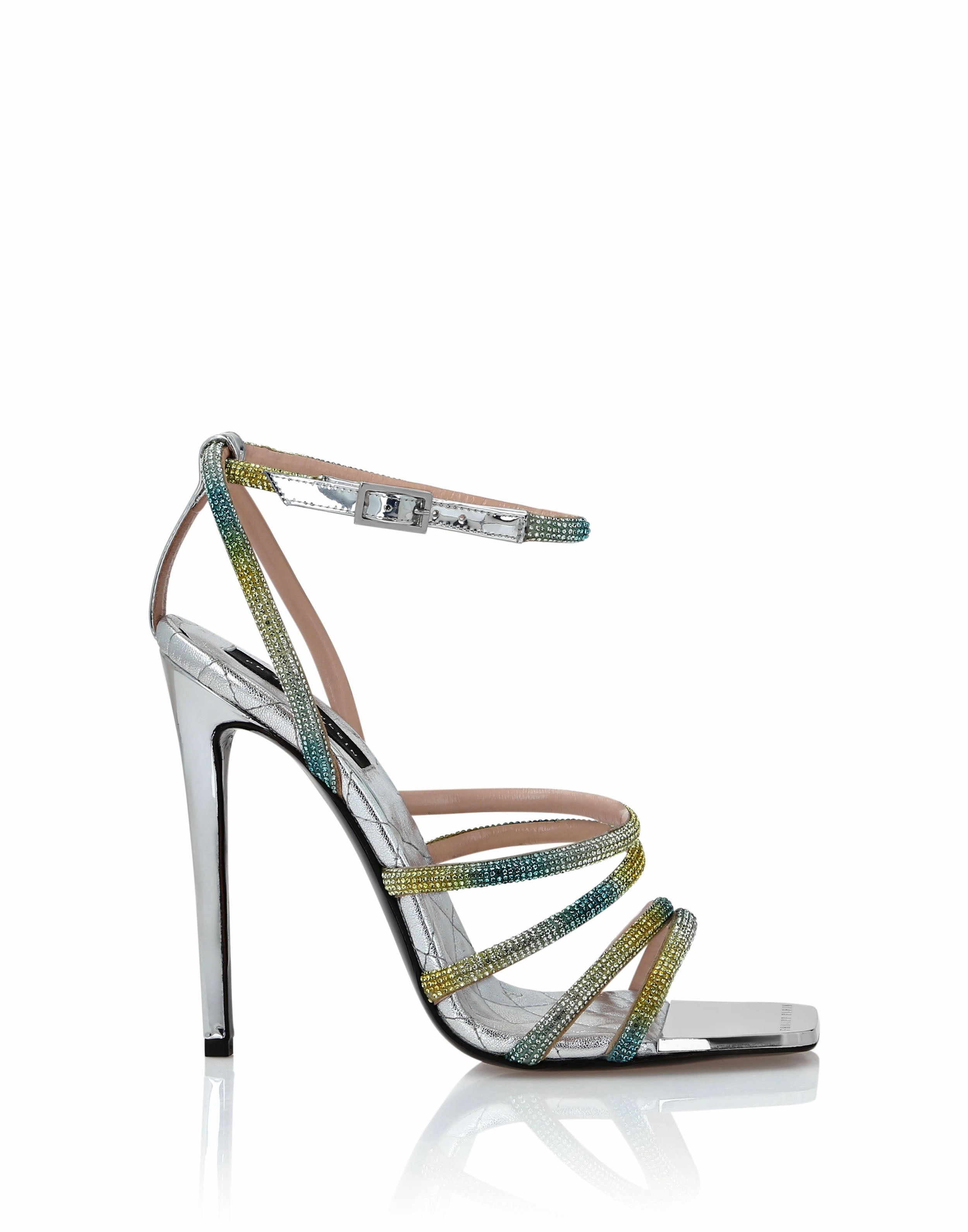 Mirror Leather Sandals Hi-Heels Crystal
