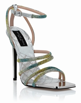 Mirror Leather Sandals Hi-Heels Crystal