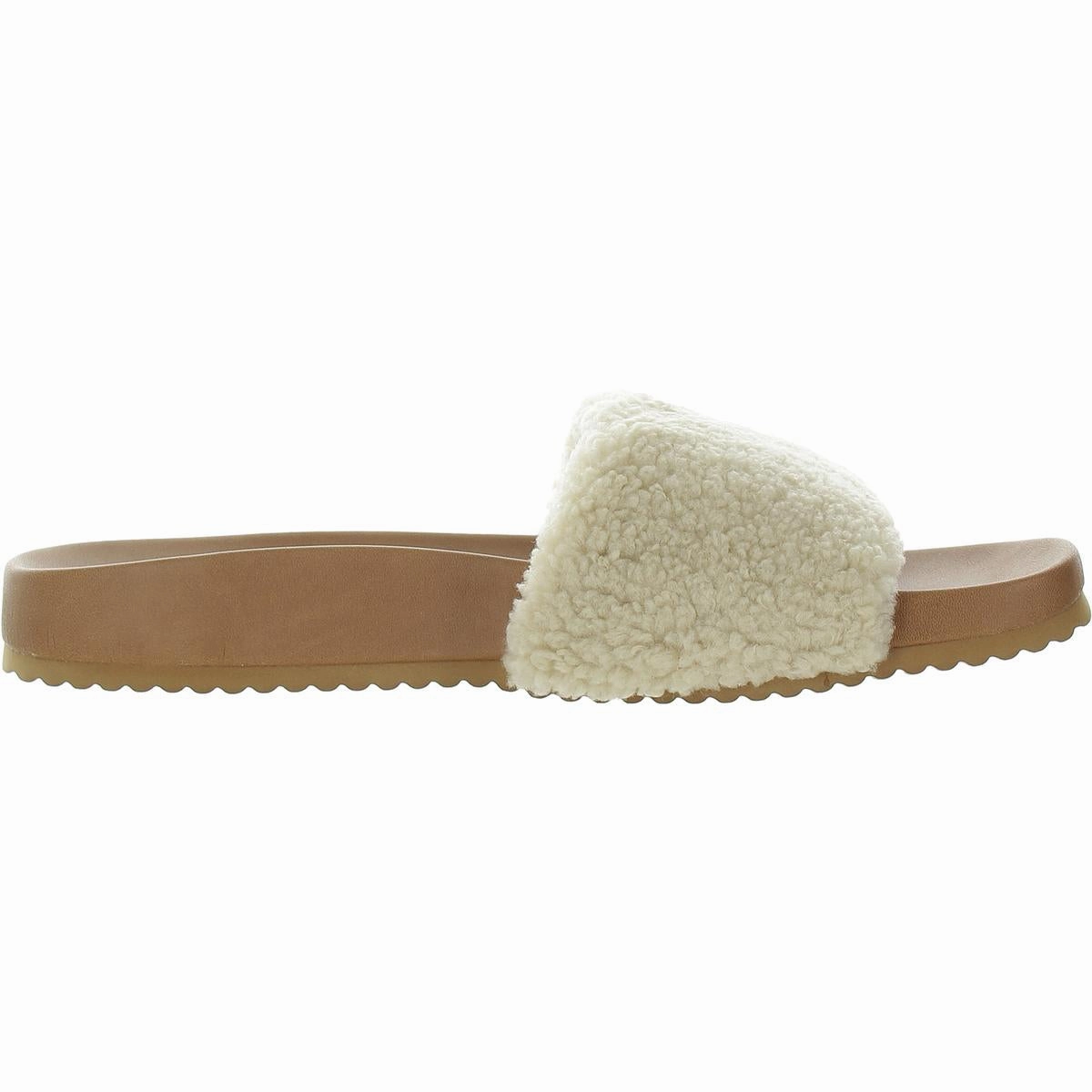 Montrose Womens Mixed Media Faux Fur Slide Sandals