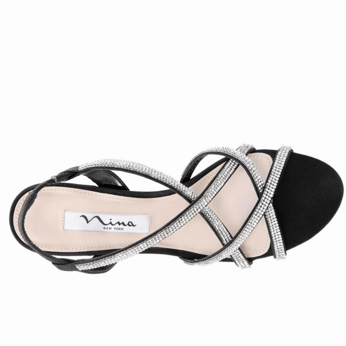 Nadette Womens Strappy Rhinestone Wedge Sandals