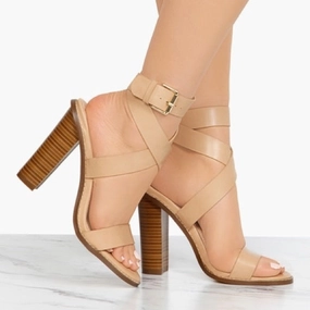 Nahla Block Heels- Nude