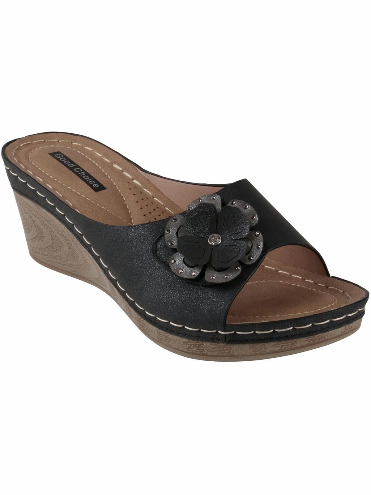 Naples Womens Faux Leather Lifestyle Slide Sandals