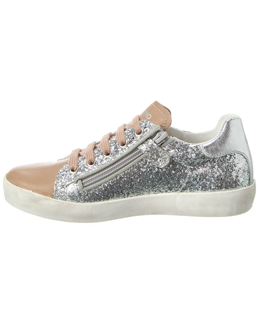 Naturino Annie Zip Leather & Glitter Sneaker