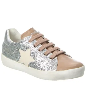 Naturino Annie Zip Leather & Glitter Sneaker